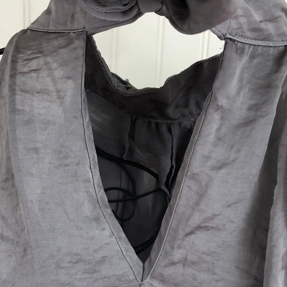 B•Design Gray Ruffle Tie Blouse - Picture 6 of 10
